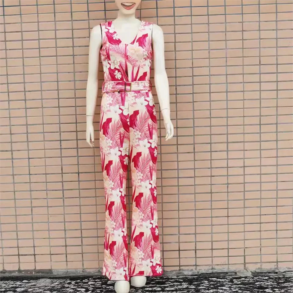 Isla Magenta Tropical Floral Wide-Leg Jumpsuit