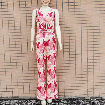 Isla Magenta Tropical Floral Wide-Leg Jumpsuit