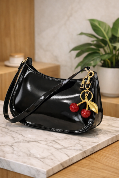 Cherry Charm PU Leather Shoulder Bag – Elegant & Versatile