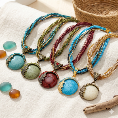 Retro Gemstone Necklace