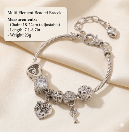 Adelia's Heart & Key Multi-Element Bracelet