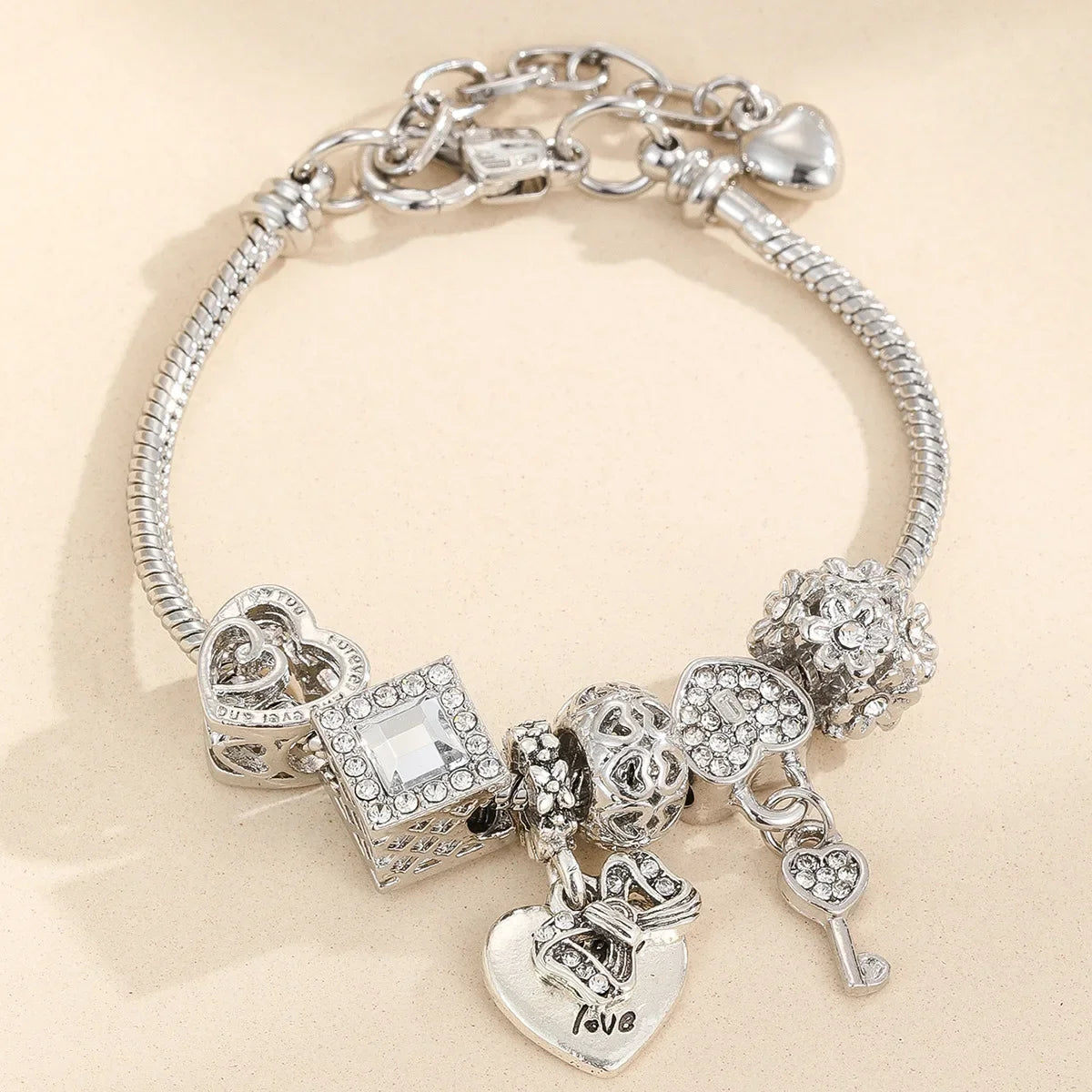 Adelia's Heart & Key Multi-Element Bracelet