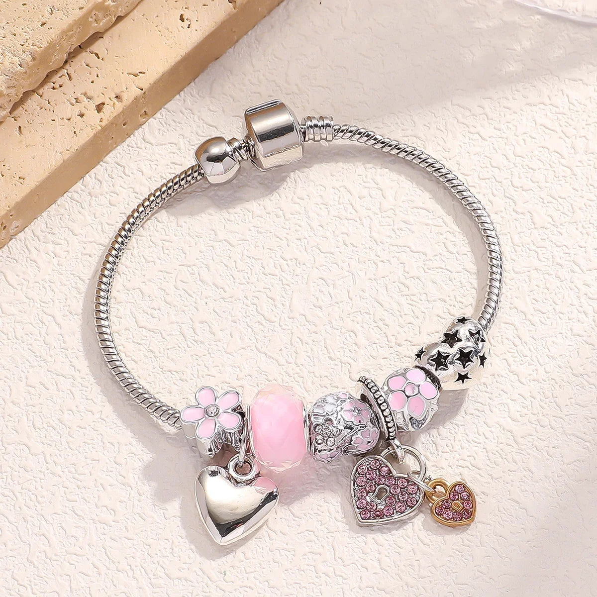 Adelia's Heart & Key Multi-Element Bracelet