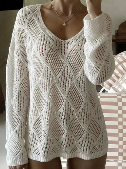 Airy & Elegant Women’s Loose Knitted Jumper | Perfect Commute and Beach Cover-Up