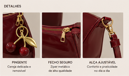 Cherry Charm PU Leather Shoulder Bag – Elegant & Versatile