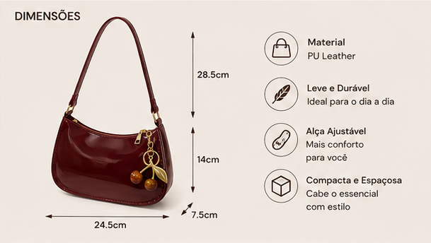 Cherry Charm PU Leather Shoulder Bag – Elegant & Versatile