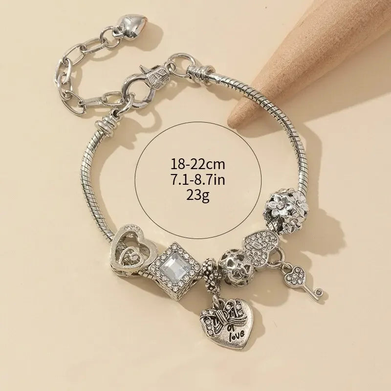 Adelia's Heart & Key Multi-Element Bracelet