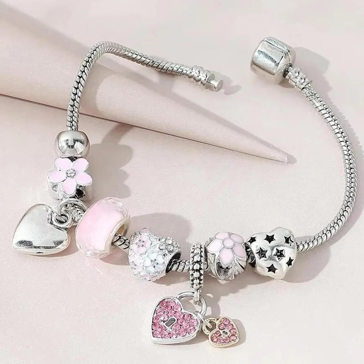 Adelia's Heart & Key Multi-Element Bracelet